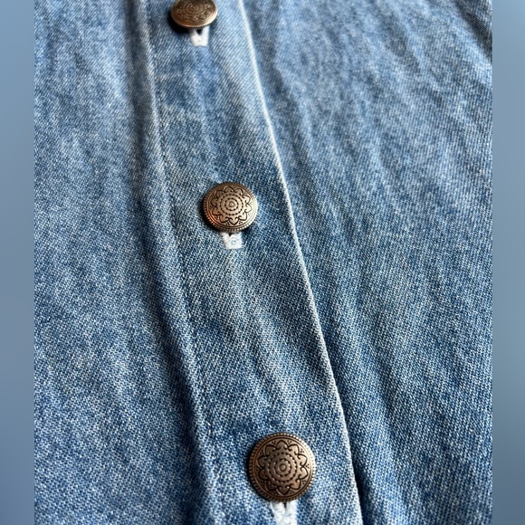 Denim Tank Sleeveless One Piece Romper Jumper Shorts Button Front Closure L/XL - Picture 5 of 11